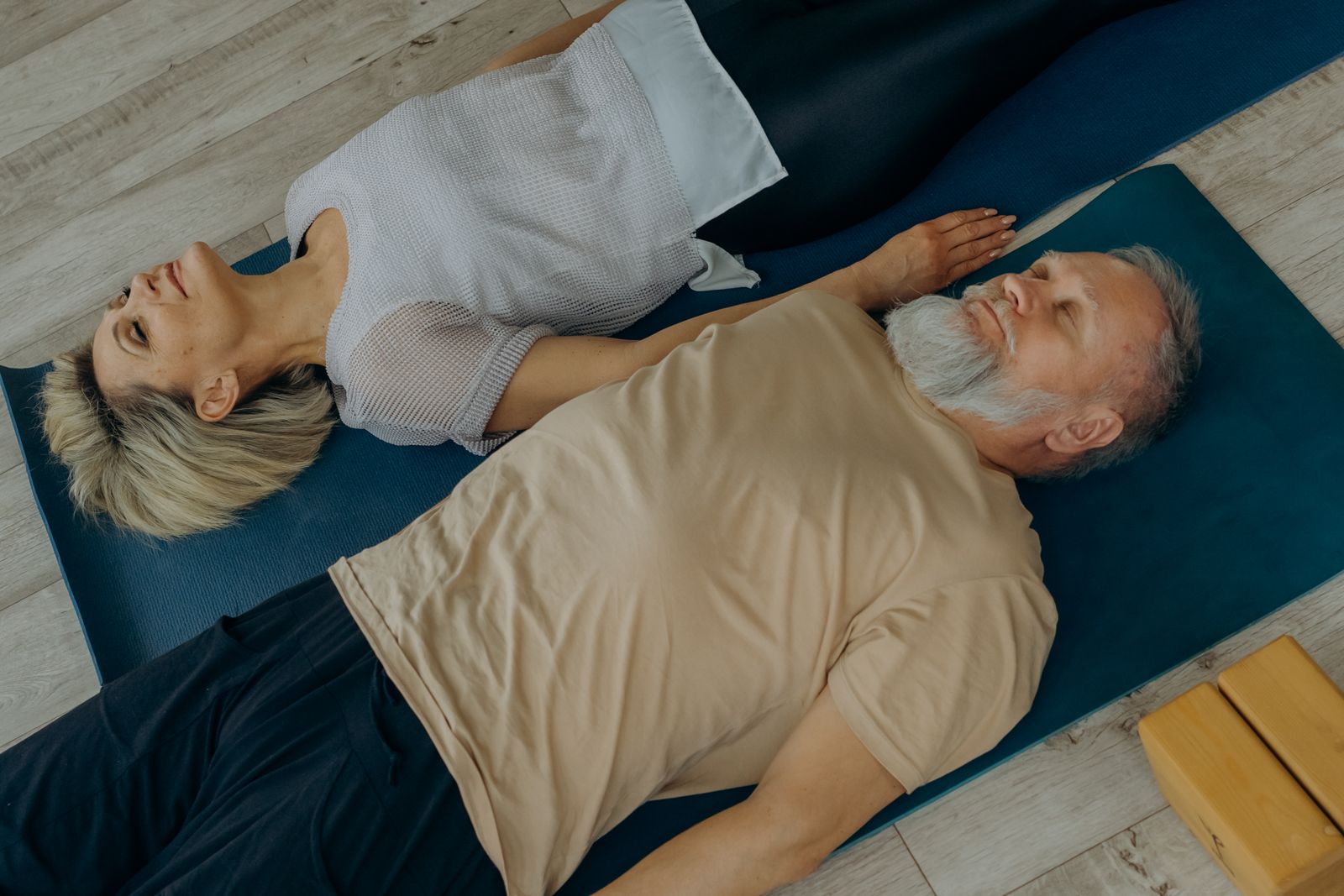 Relaxation pose in a yoga for high blood pressure routine